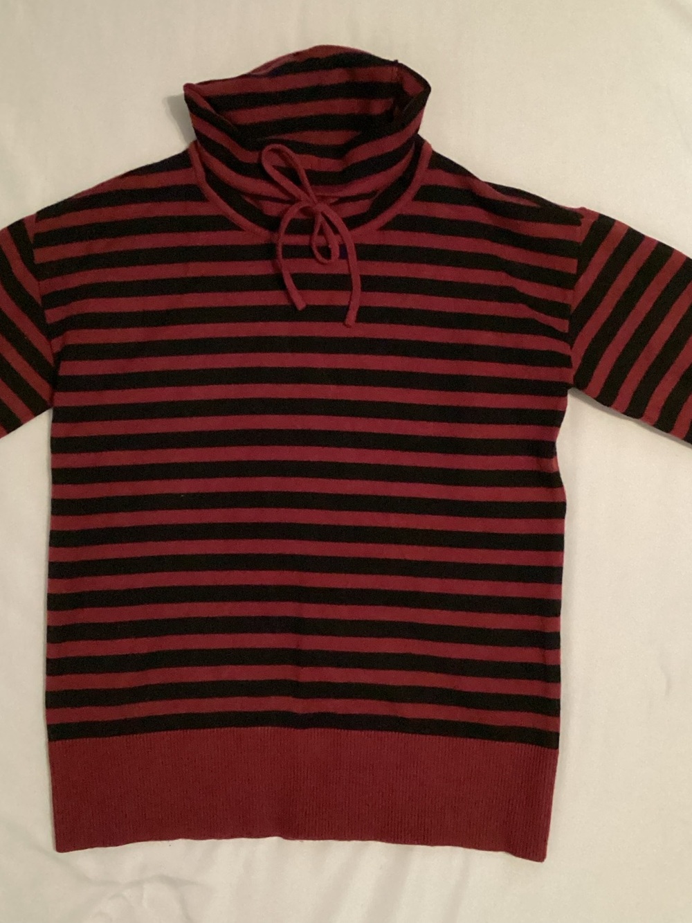 Ladies Design History Burgundy & Black Striped Pullover Sweater Top Size S